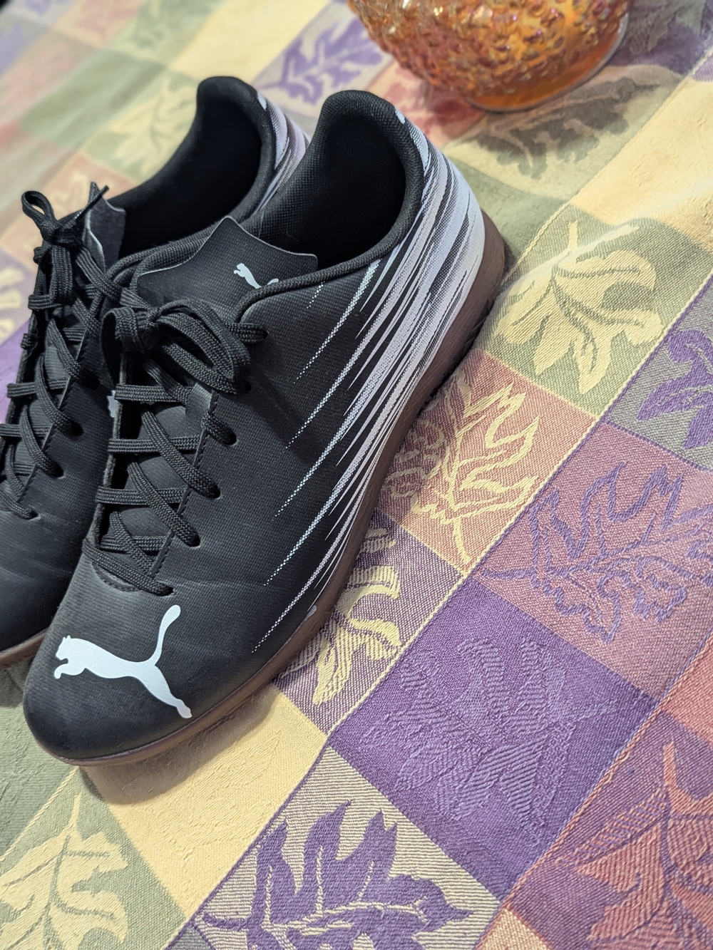 PUMA Men's Black Athletic Sneakers with White Logo